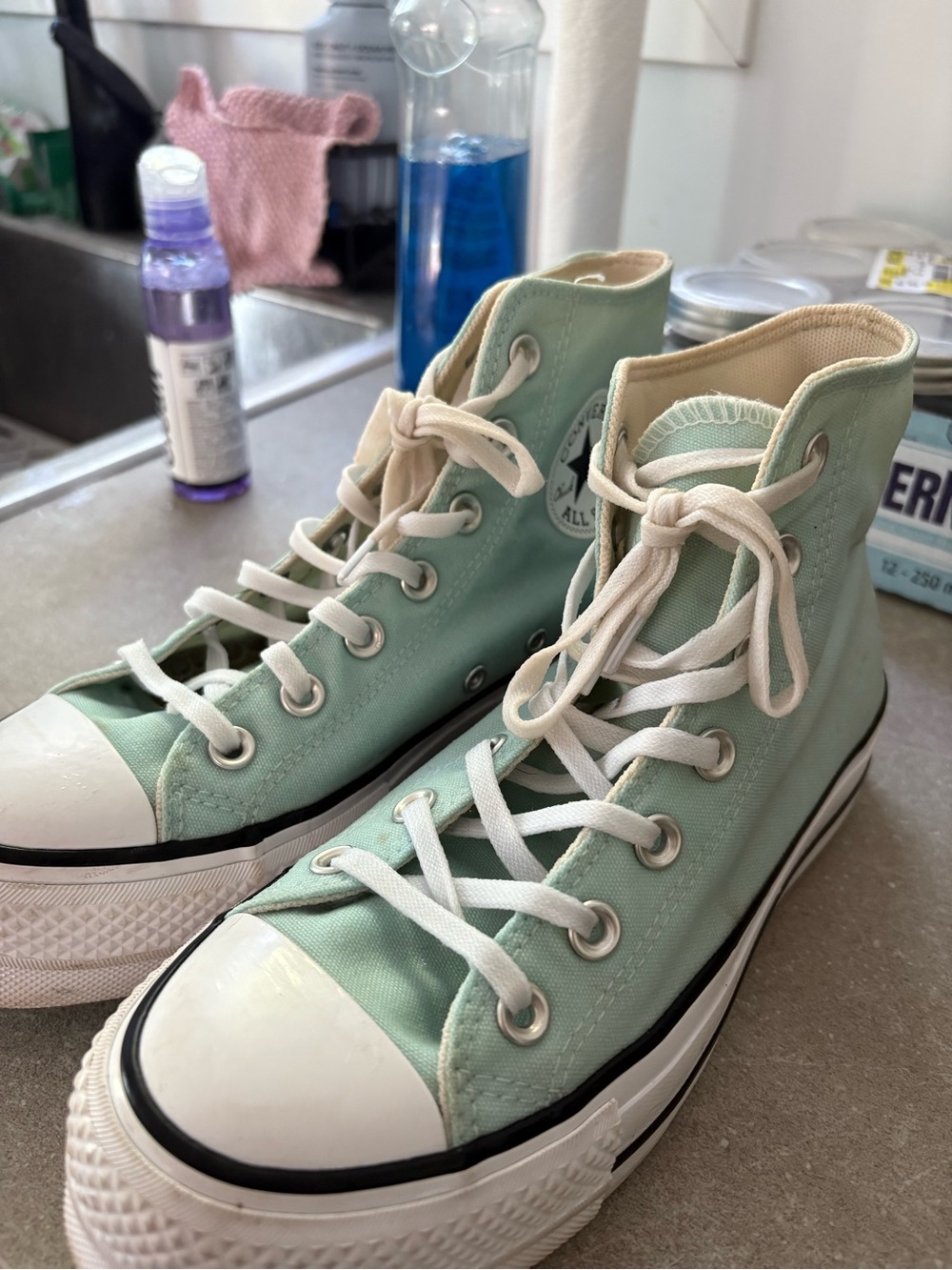 Converse High Top Sneakers - Light Mint and White